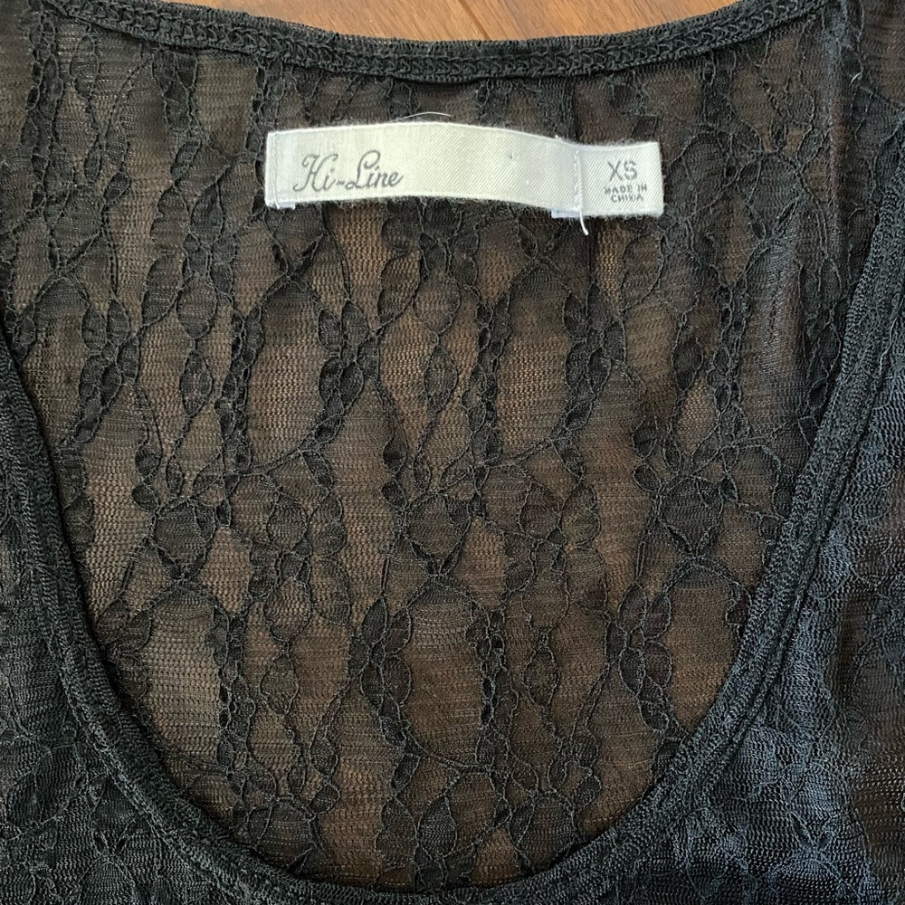 [Hi-Line] Black Lace Racerback Tank Top - Picture 4 of 7